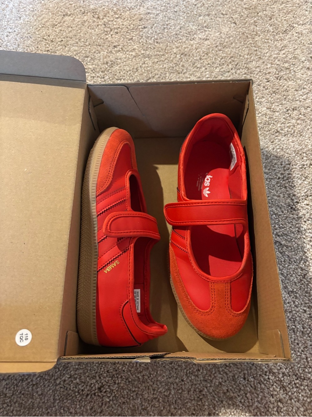 adidas Kids Red Samba Mary Jane Sneakers with Strap